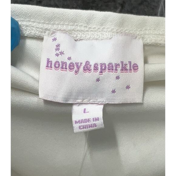 NWT Honey & Sparkle White Feather Trim Tank top L - Picture 3 of 5